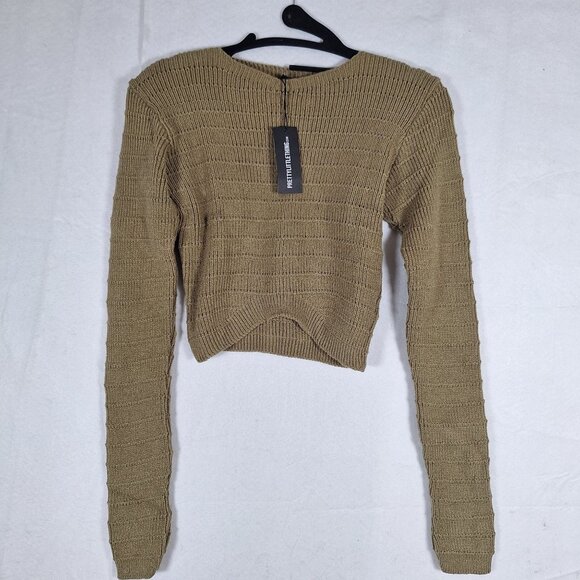 NWT Pretty Little things green crop sweater size large - Picture 1 of 5